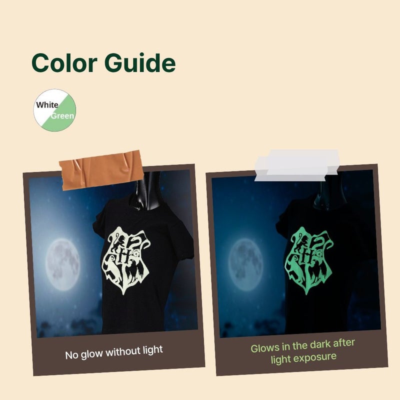 UNITRADE® Glow in the Dark White/Green Heat Transfer Vinyl Roll / Compatible with Cricut, Silhouette, Professional Cutters / CPSIA Certified / Made in Korea - Image 4